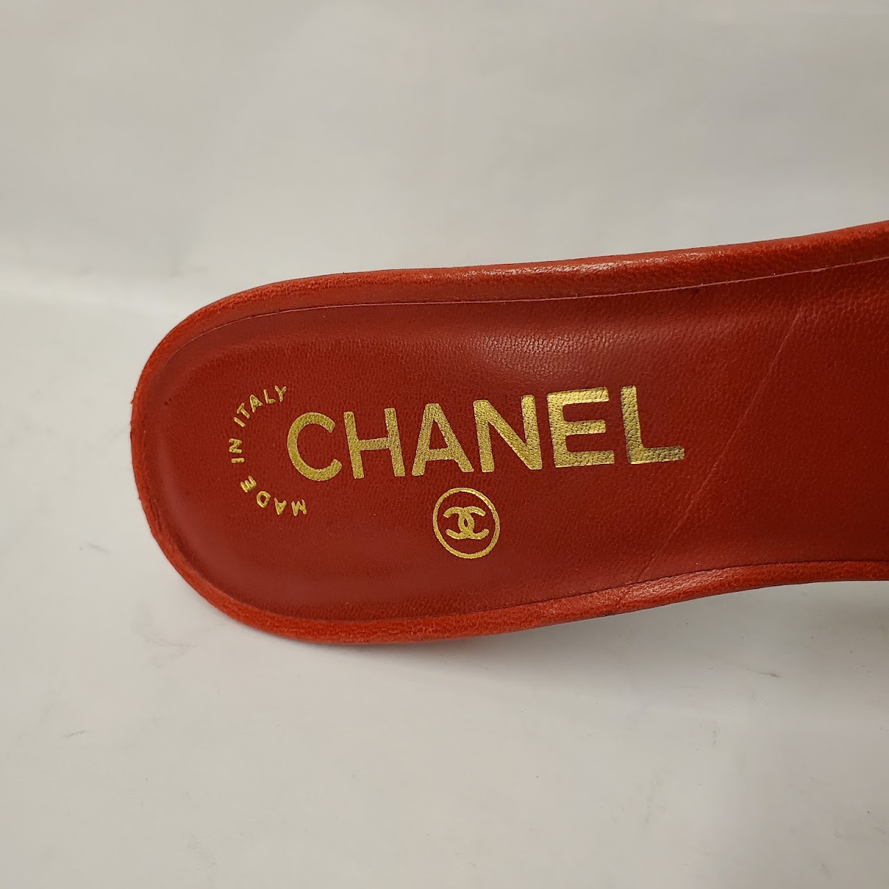 Chanel Red Leather Mules