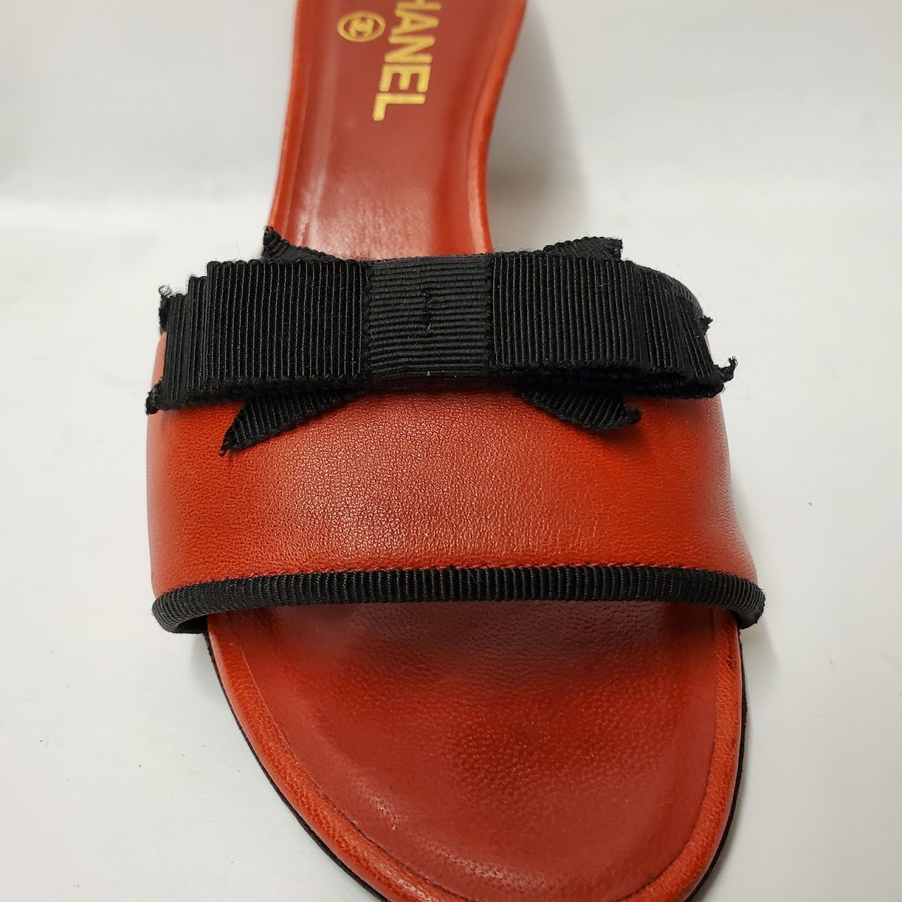 Chanel Red Leather Mules