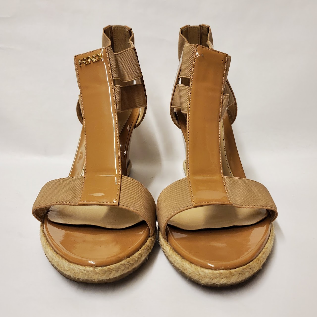 Fendi Patent Leather Wedge Sandals