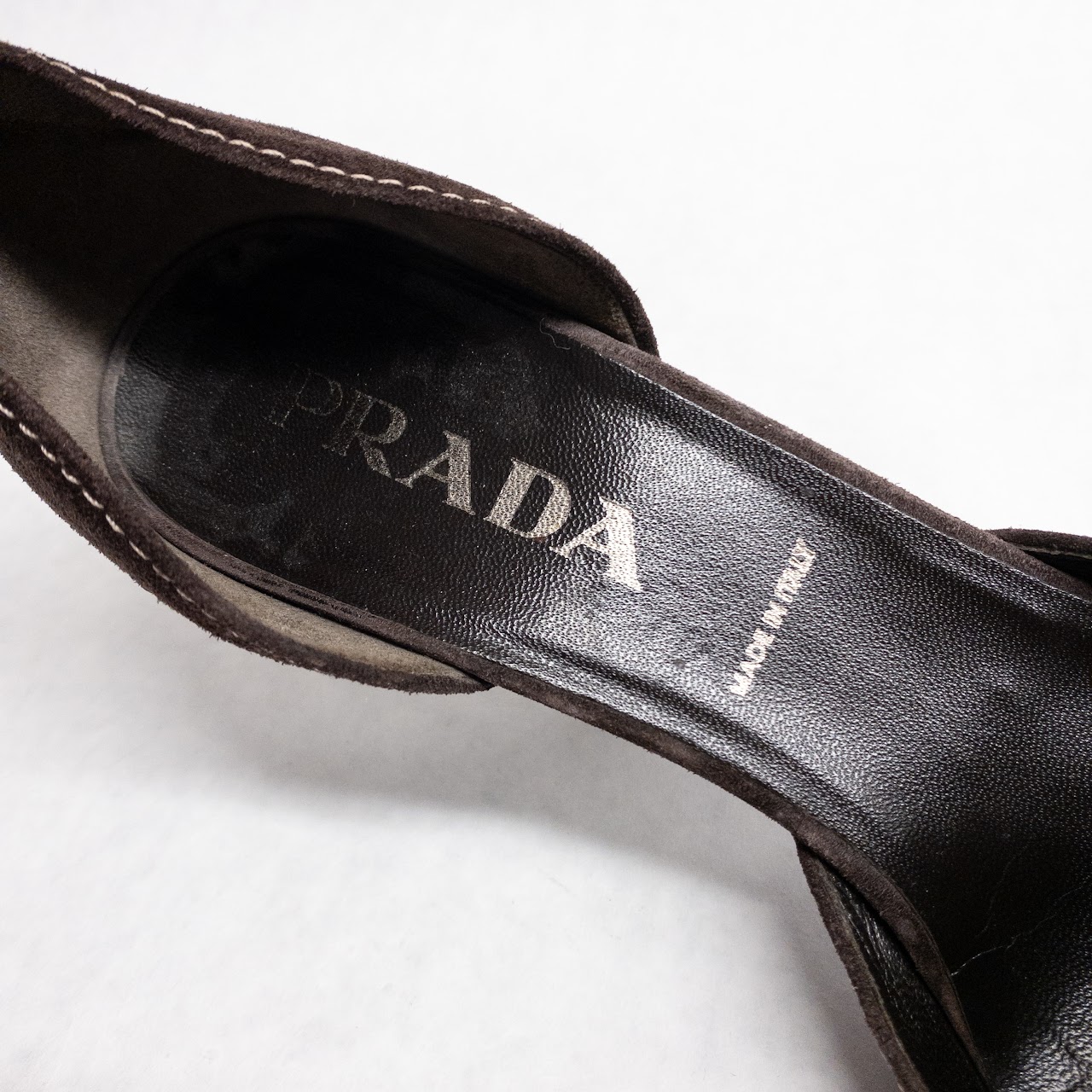 Prada Brown Suede Buckle Pumps