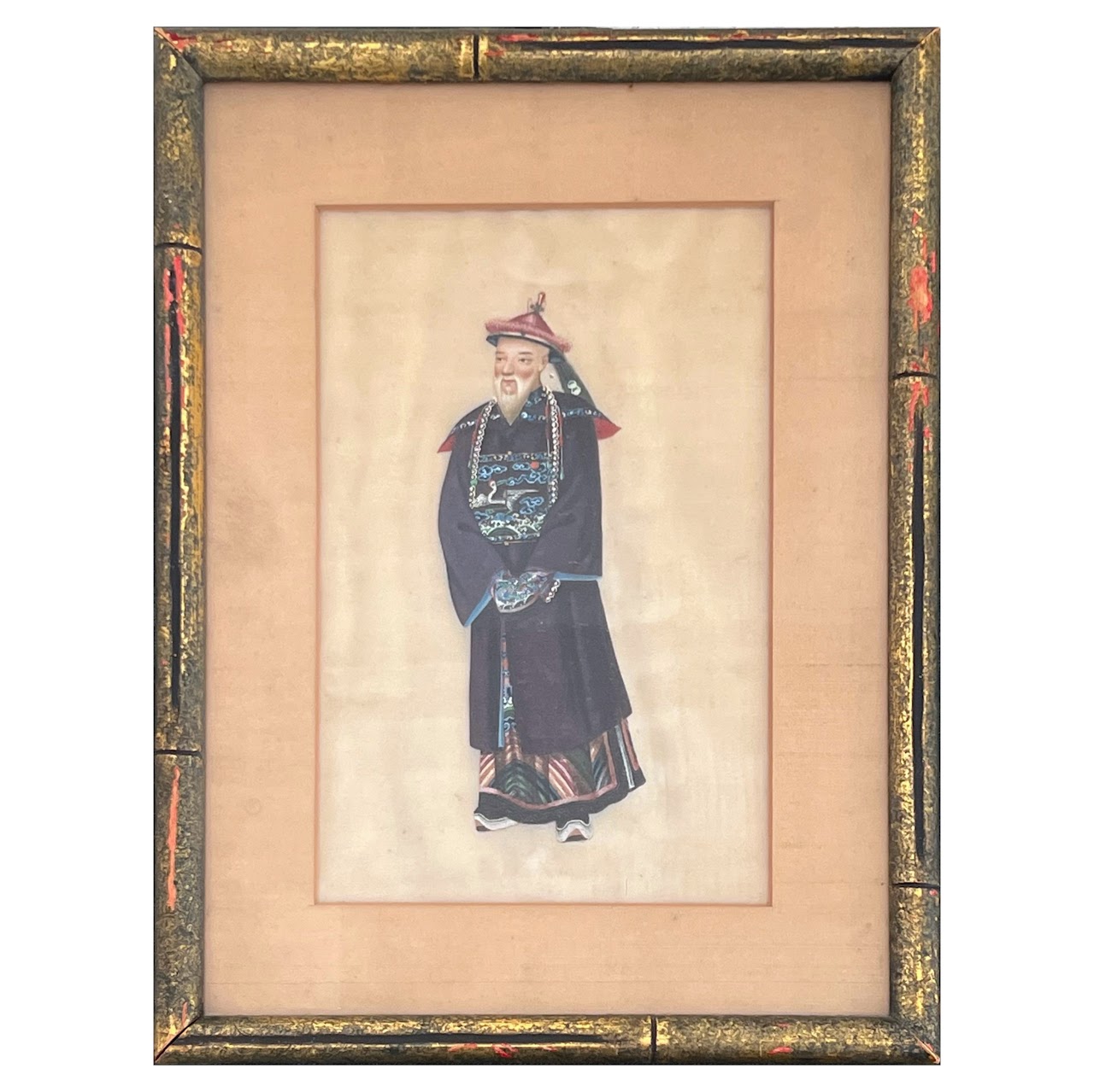 19th C. Chinese Export Gouache Painting on Silk Pair #2