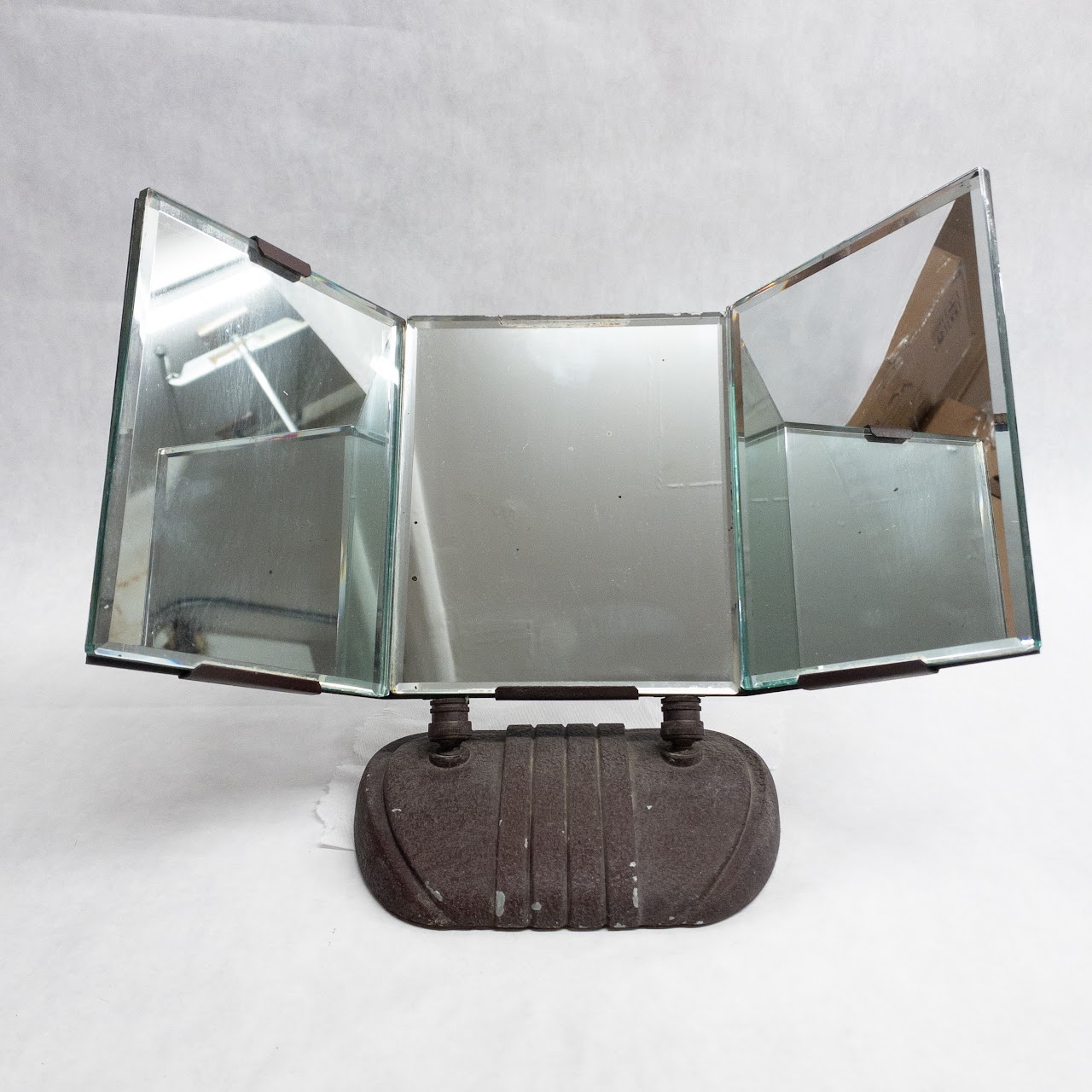 Art Deco Industrial Three-Paneled Vanity Mirror