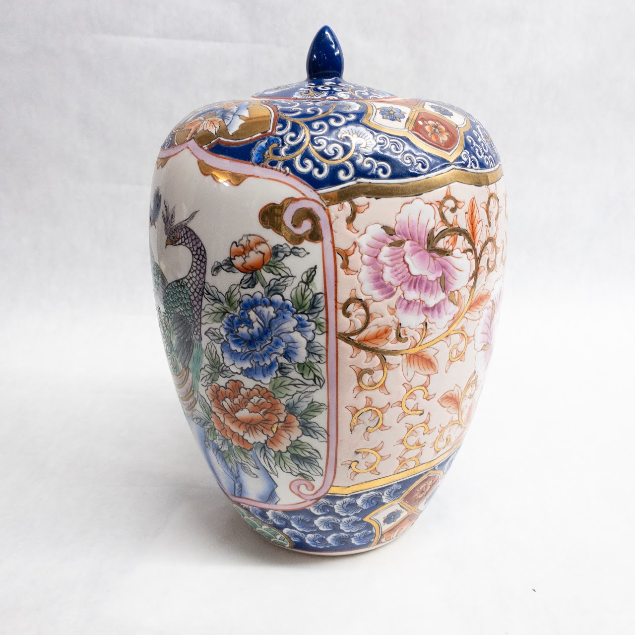 Porcelain Peacock Ginger Jar