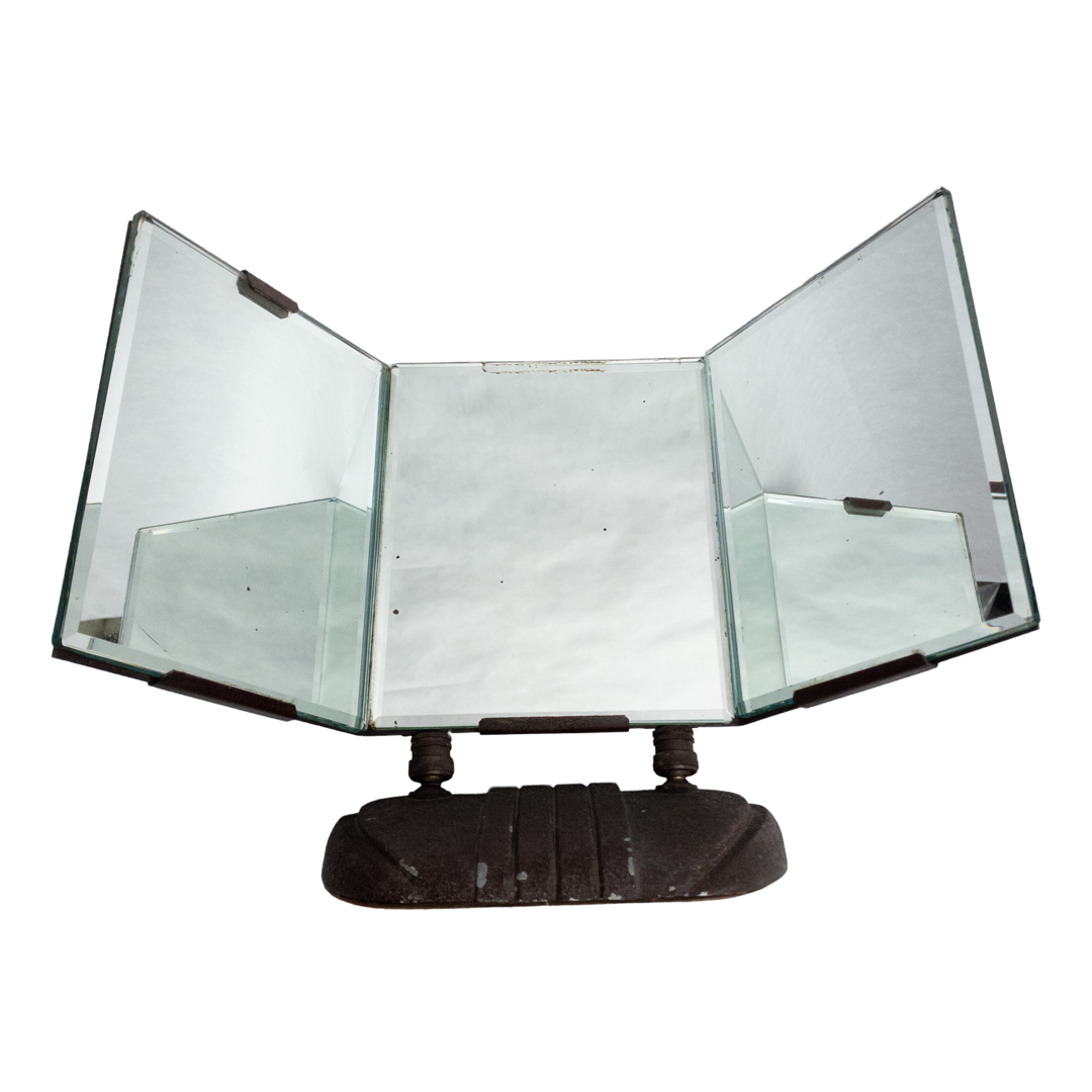 Art Deco Industrial Three-Paneled Vanity Mirror