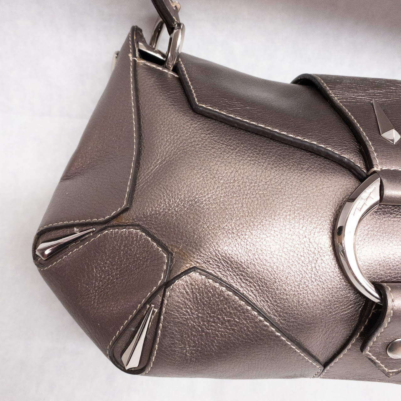 Thierry Mugler Metallic Leather Shoulder Bag