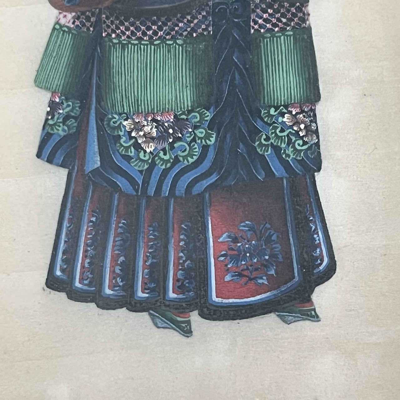 19th C. Chinese Export Gouache Painting on Silk Pair #1