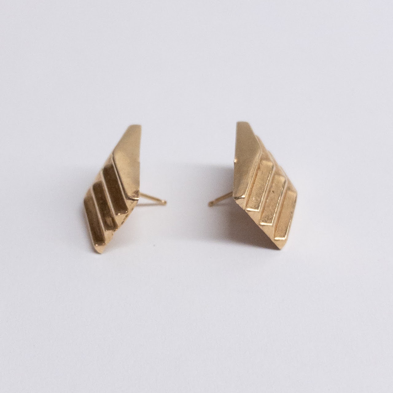 14K Gold Ridged Geometric Earrings