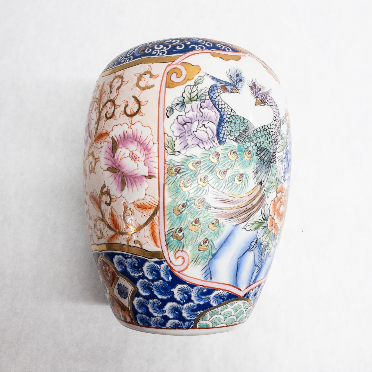 Porcelain Peacock Ginger Jar