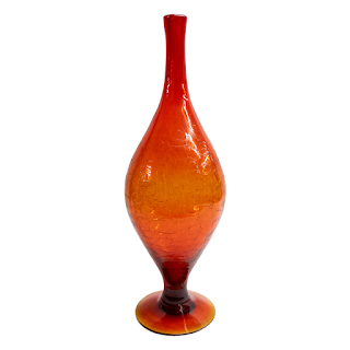 Blenko Style Centerpiece Crackle Vase