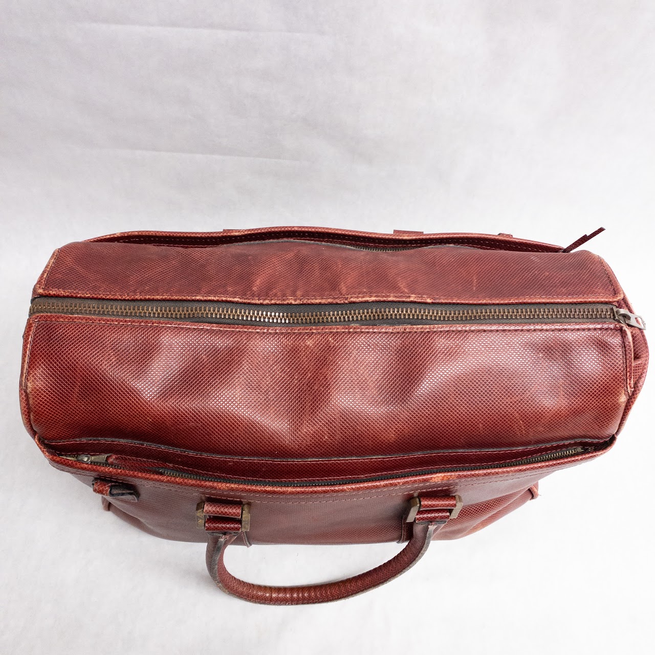 Bottega Veneta Embossed Red Leather Satchel