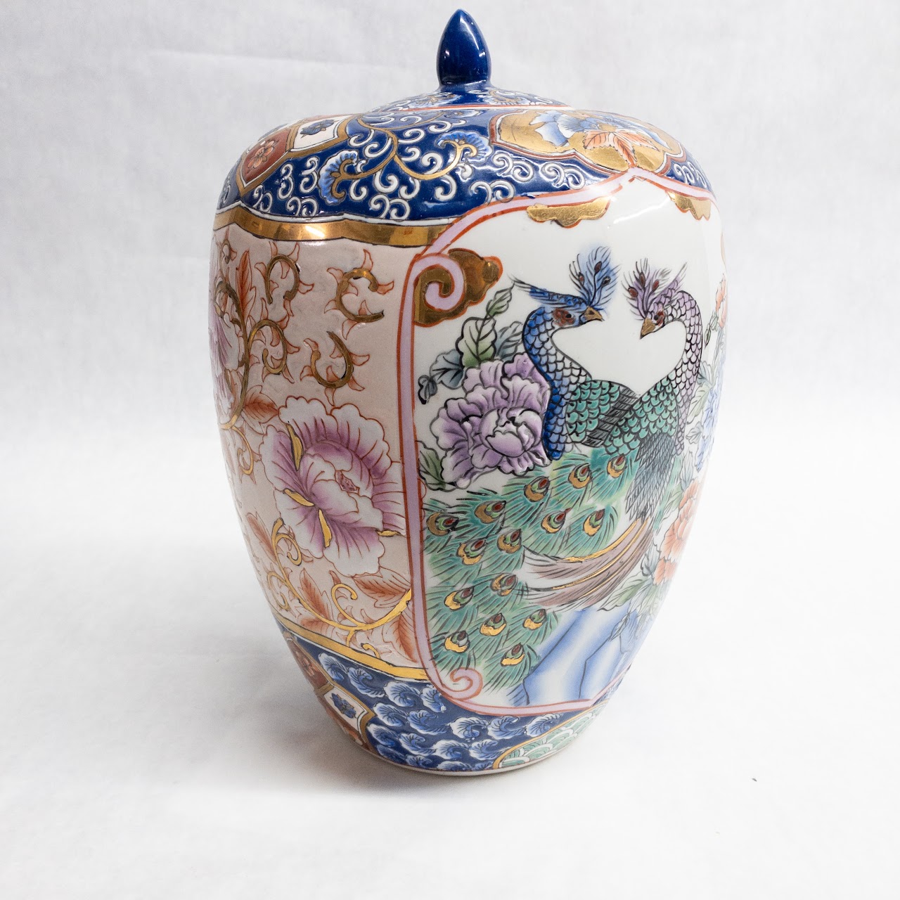 Porcelain Peacock Ginger Jar