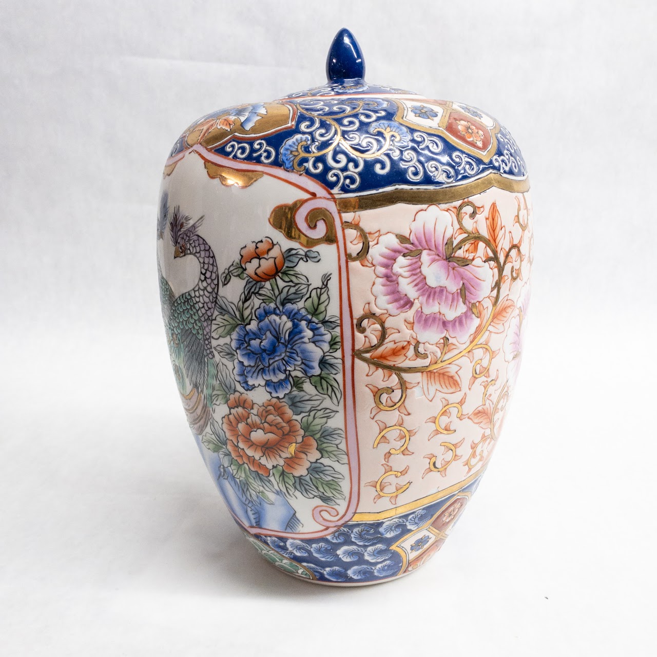 Porcelain Peacock Ginger Jar