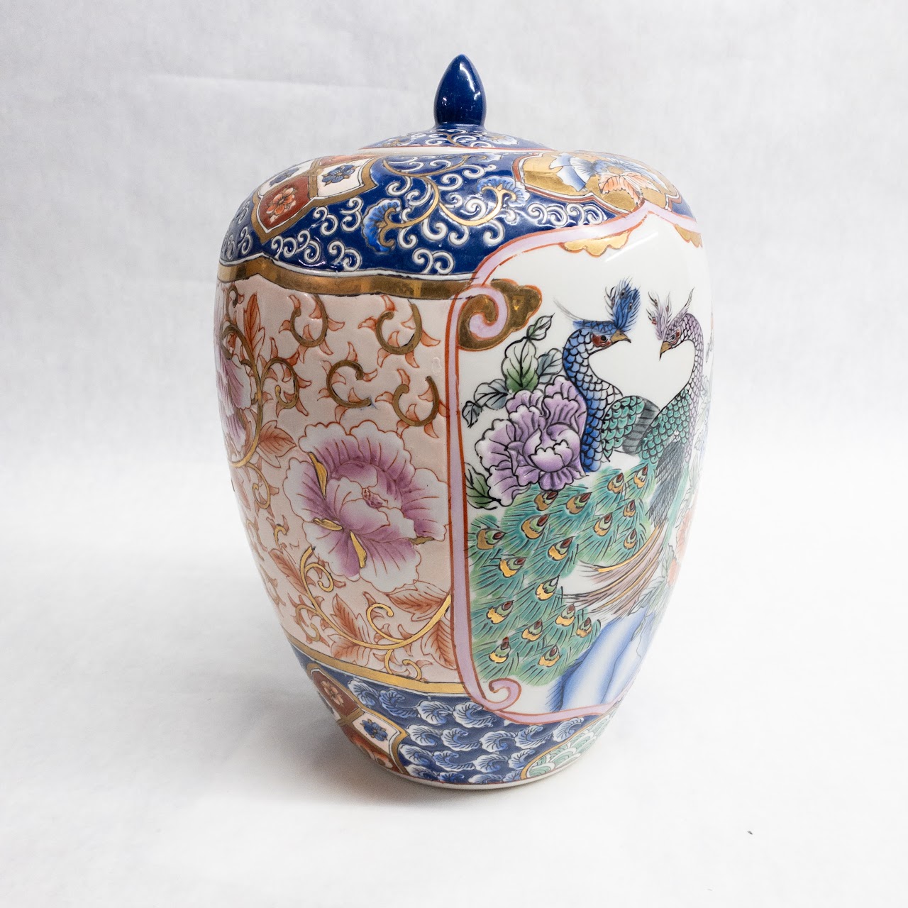 Porcelain Peacock Ginger Jar