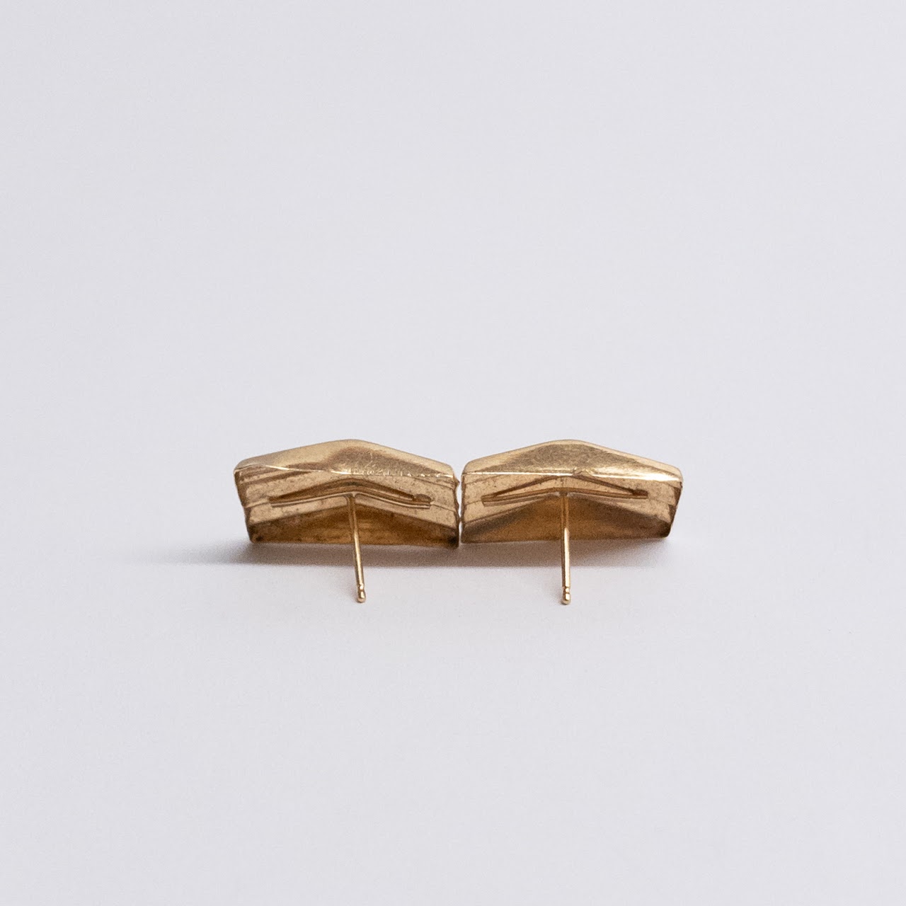 14K Gold Ridged Geometric Earrings