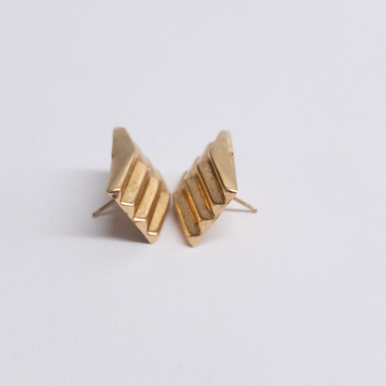 14K Gold Ridged Geometric Earrings