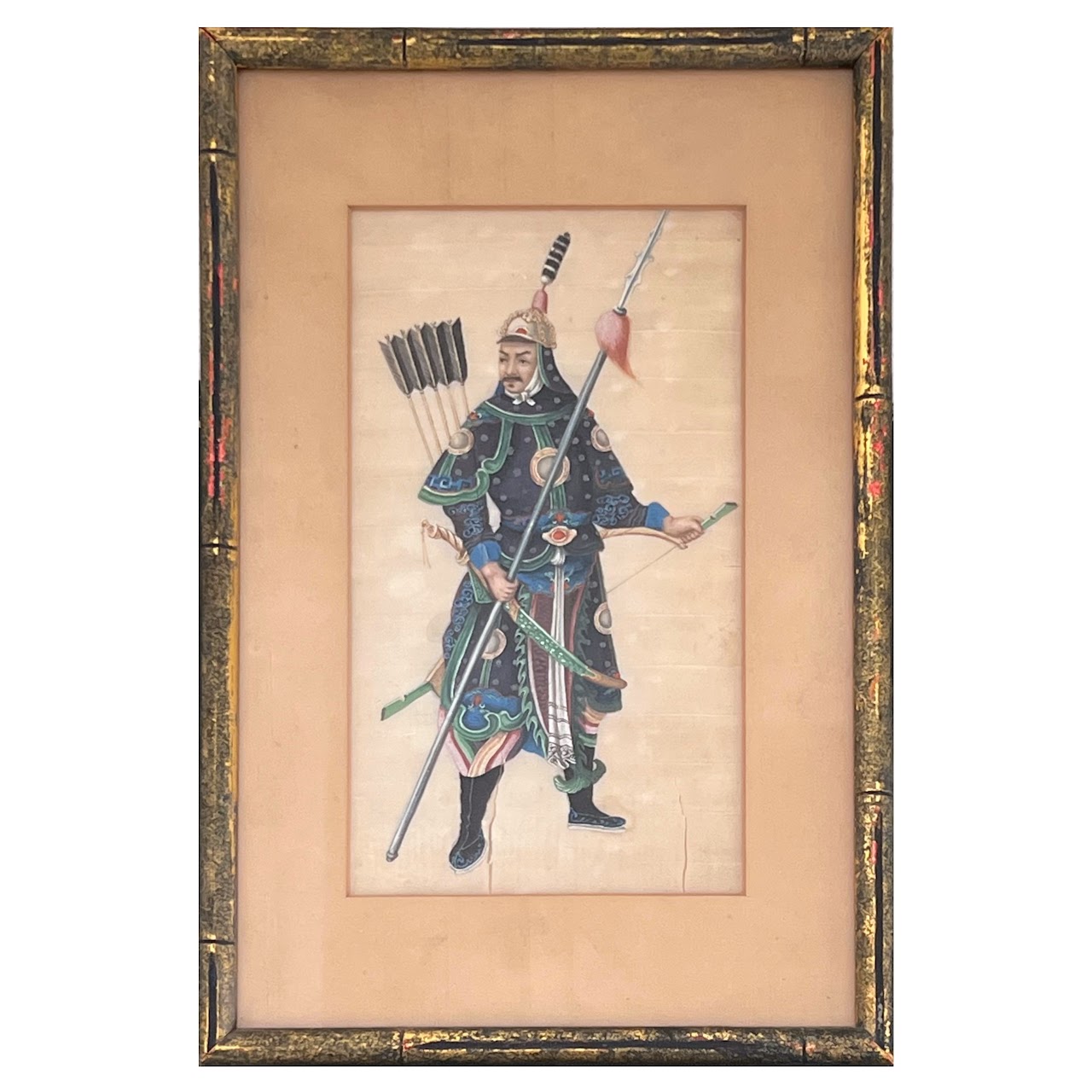 19th C. Chinese Export Gouache Painting on Silk Pair #1