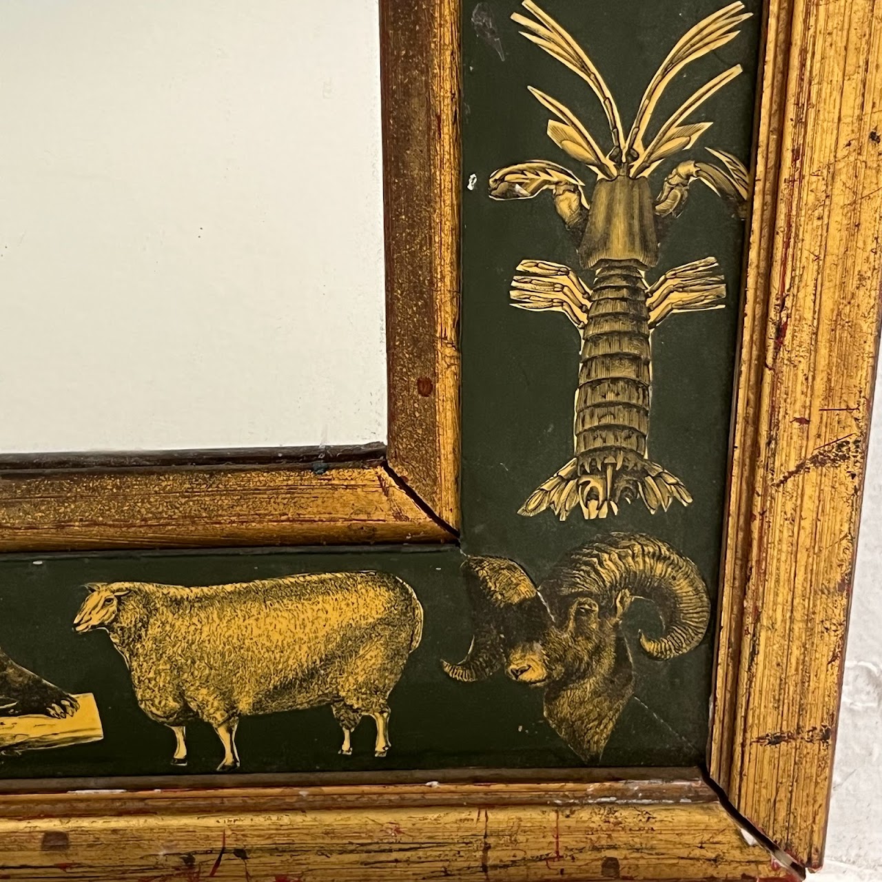 Gilt and Fauna Decoupage Vintage Mirror