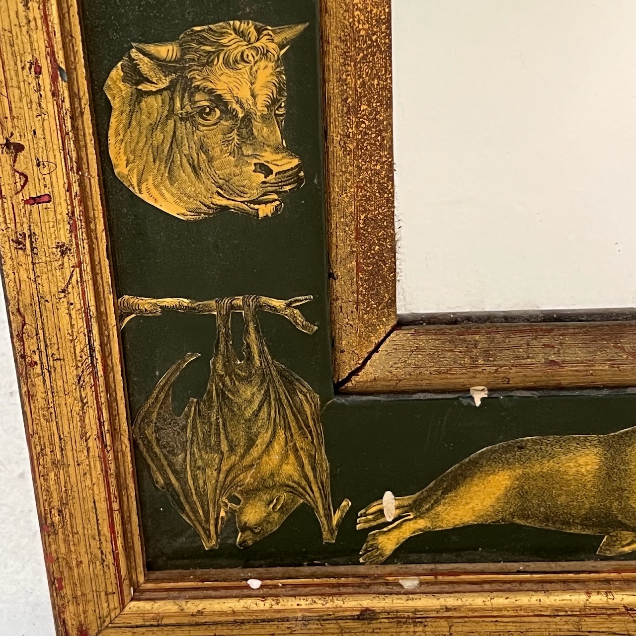 Gilt and Fauna Decoupage Vintage Mirror