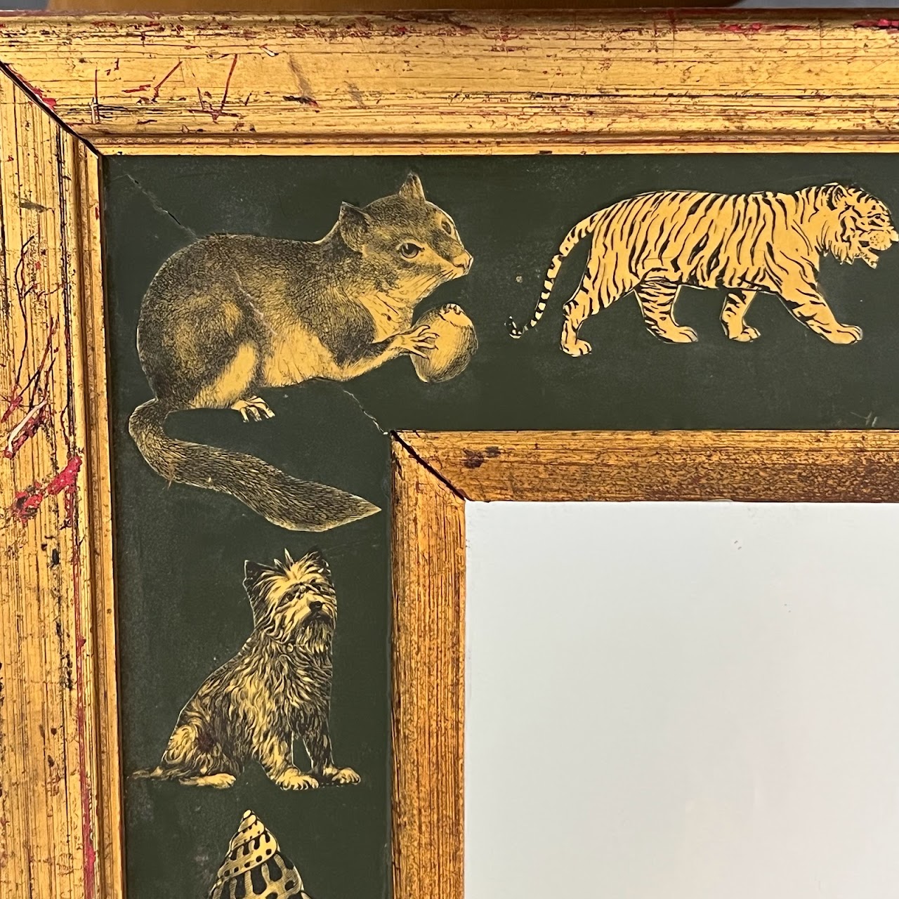 Gilt and Fauna Decoupage Vintage Mirror