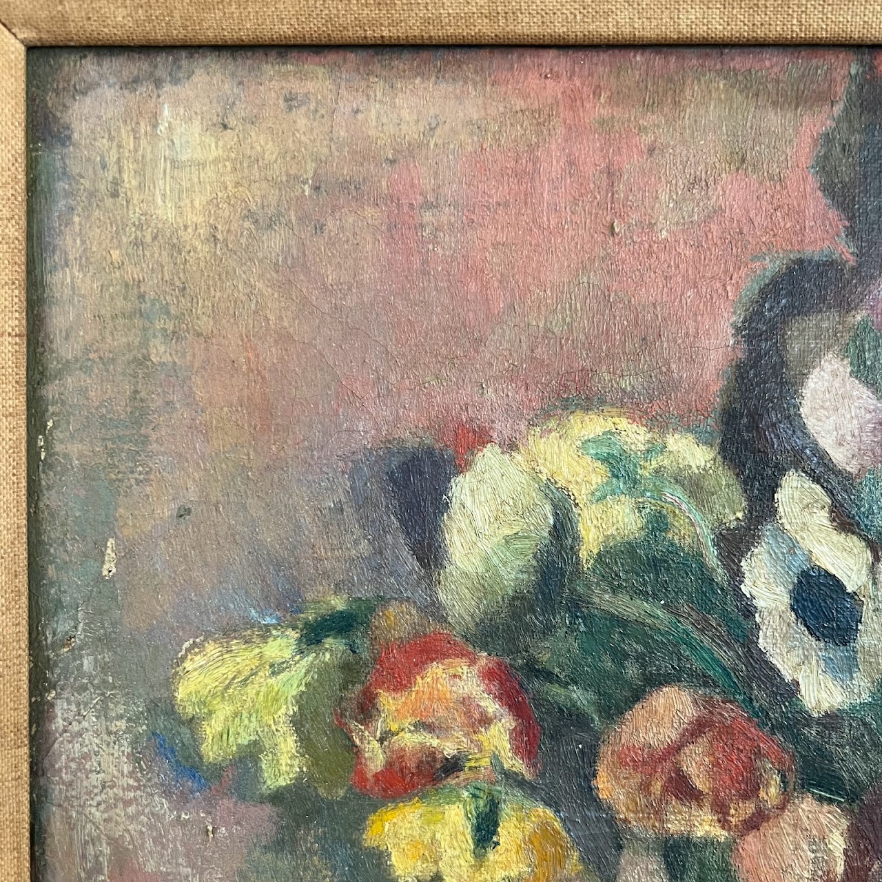 Still Life with Flowers Signed Antique Oil Painting