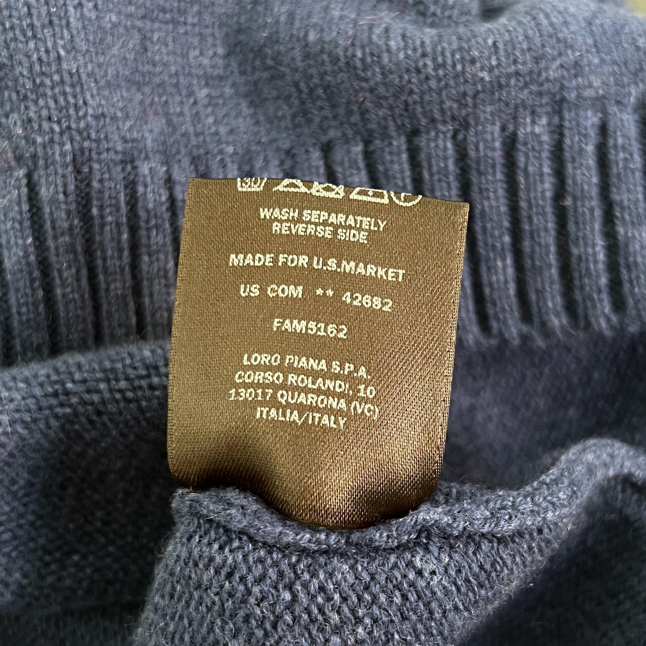 Loro Piana Blue Crew Neck Sweater