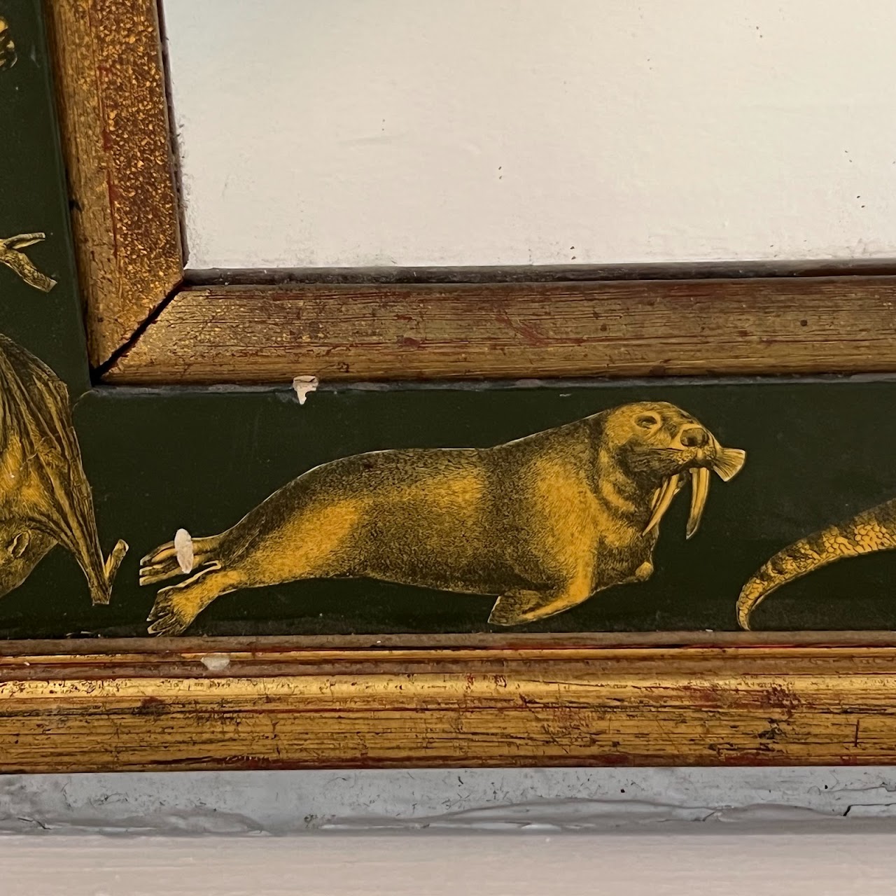 Gilt and Fauna Decoupage Vintage Mirror