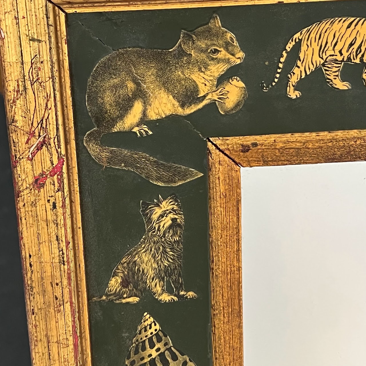 Gilt and Fauna Decoupage Vintage Mirror