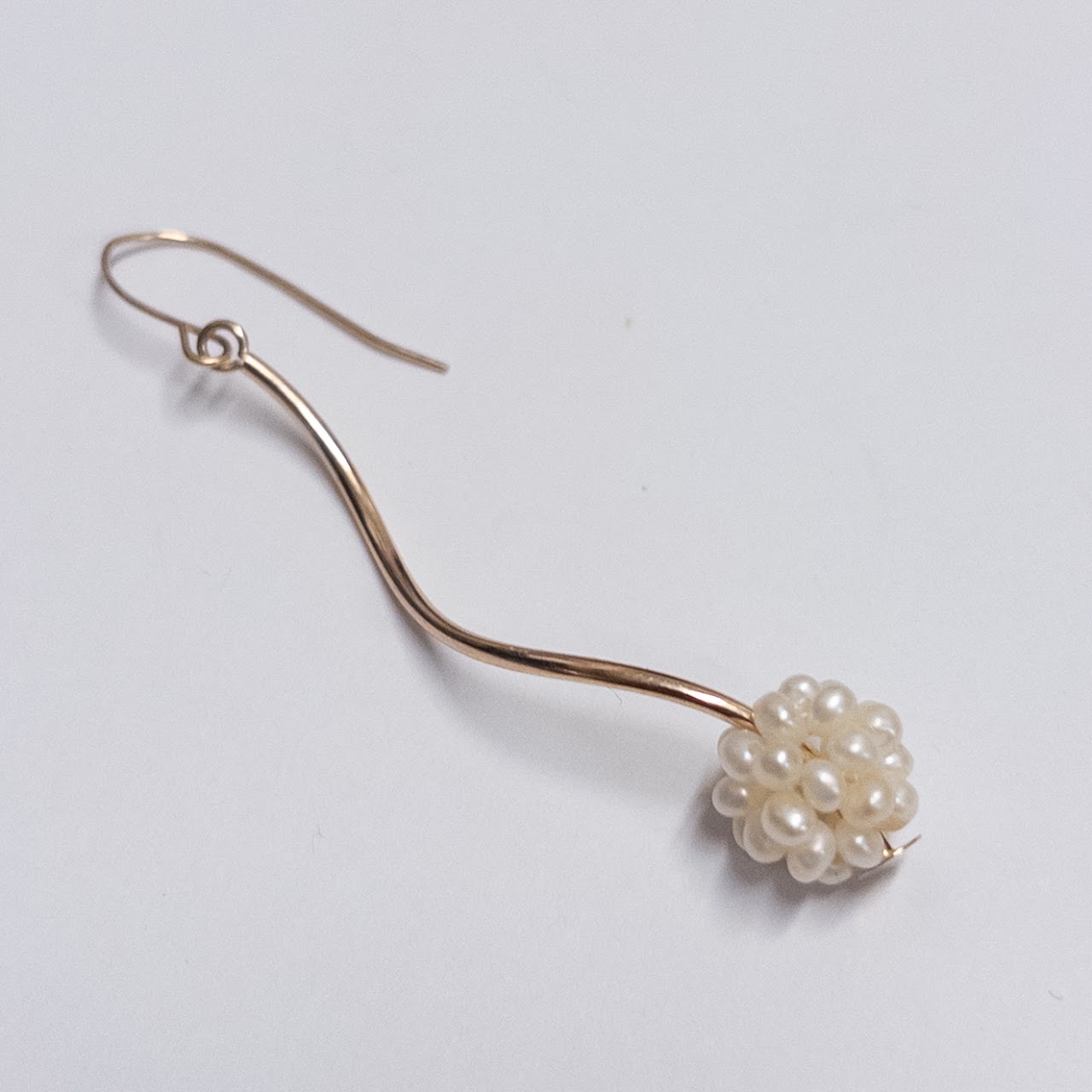 14K Gold and Seed Pearl Cluster Pendant Earrings