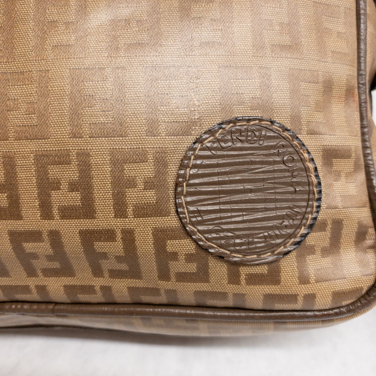 Fendi Vintage Coated Logo Canvas Shoulder Bag