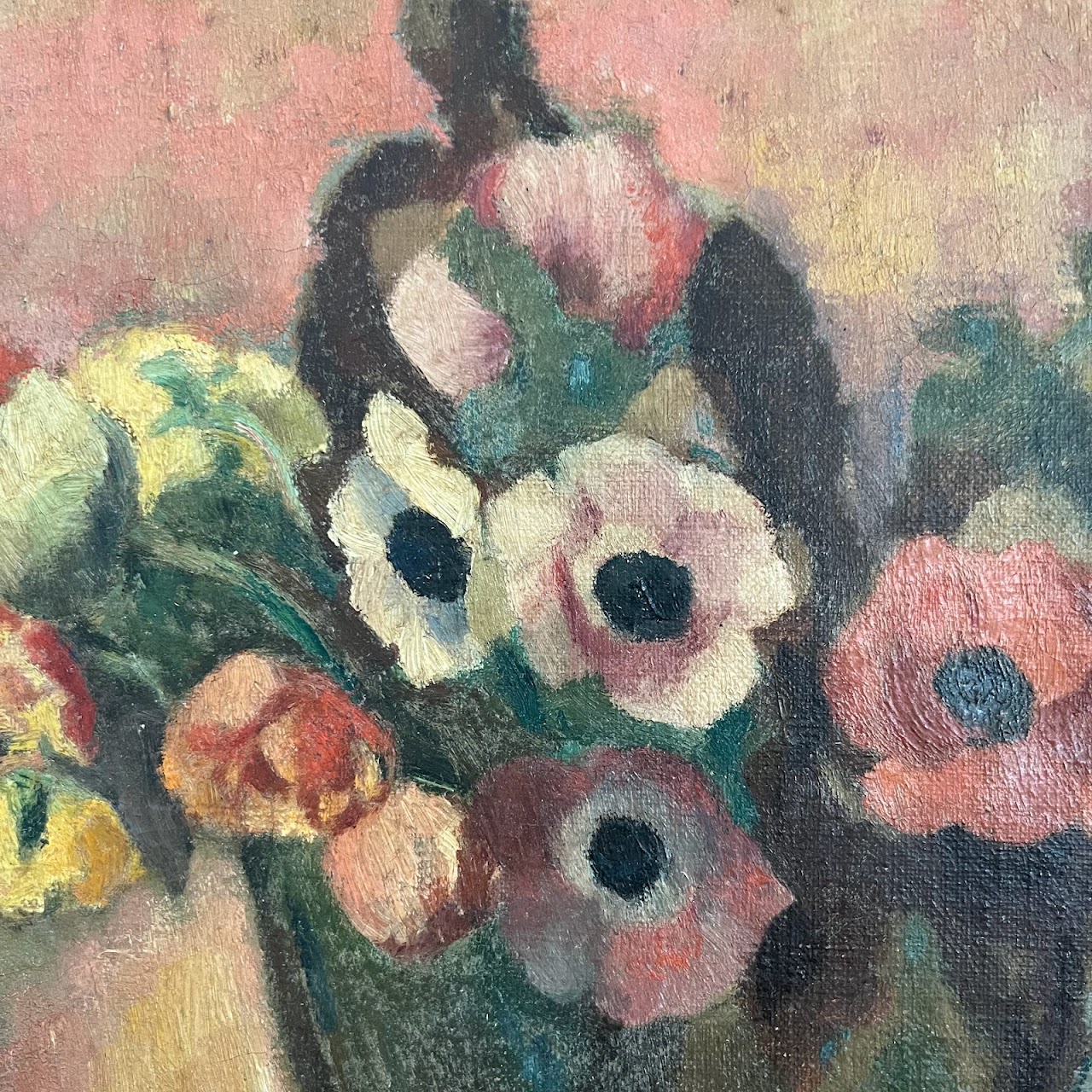 Still Life with Flowers Signed Antique Oil Painting