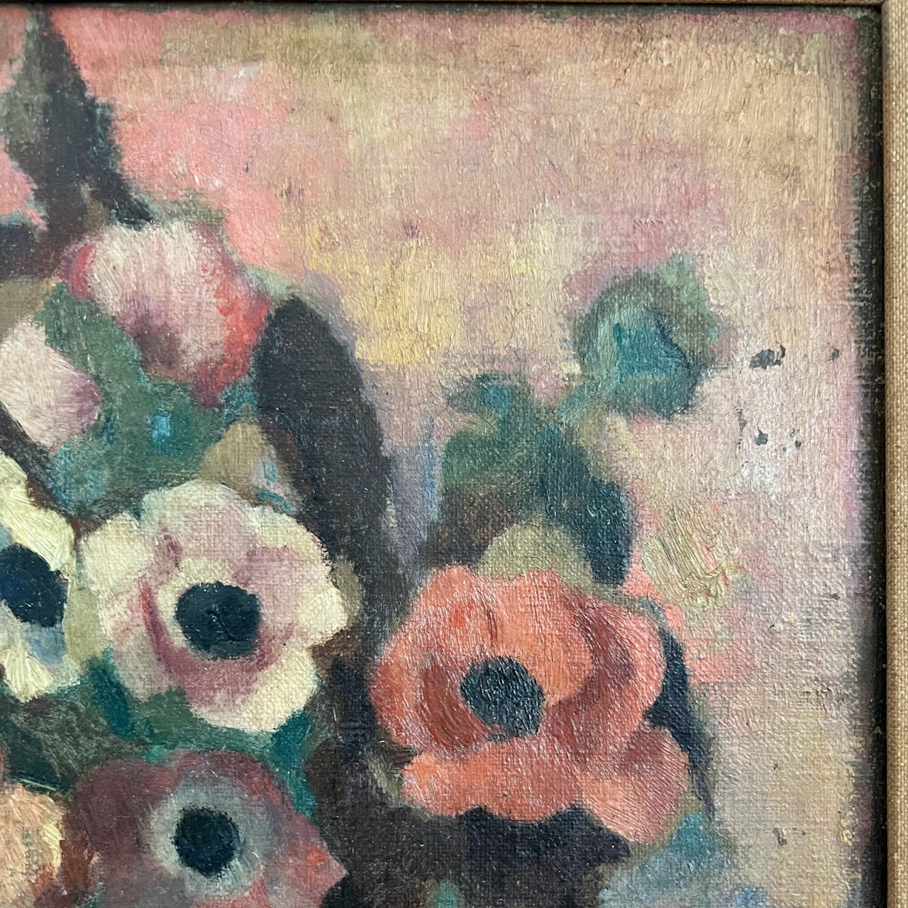 Still Life with Flowers Signed Antique Oil Painting