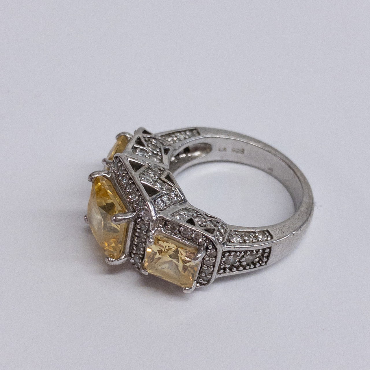 Sterling Silver Yellow Three-Stone Ring