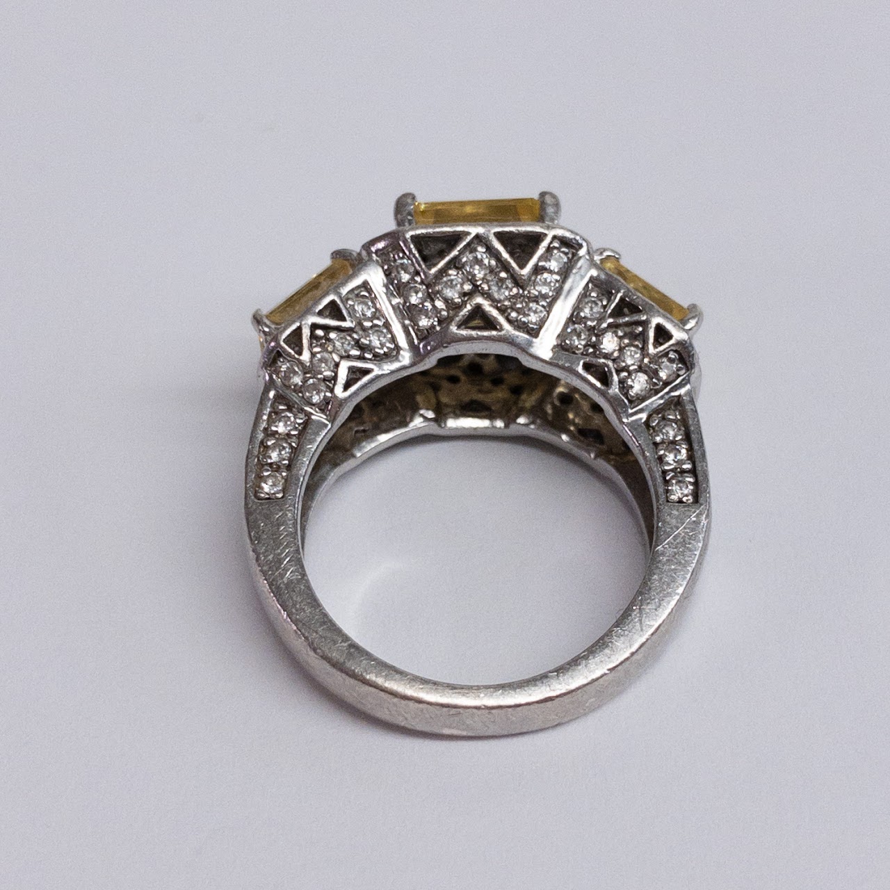 Sterling Silver Yellow Three-Stone Ring