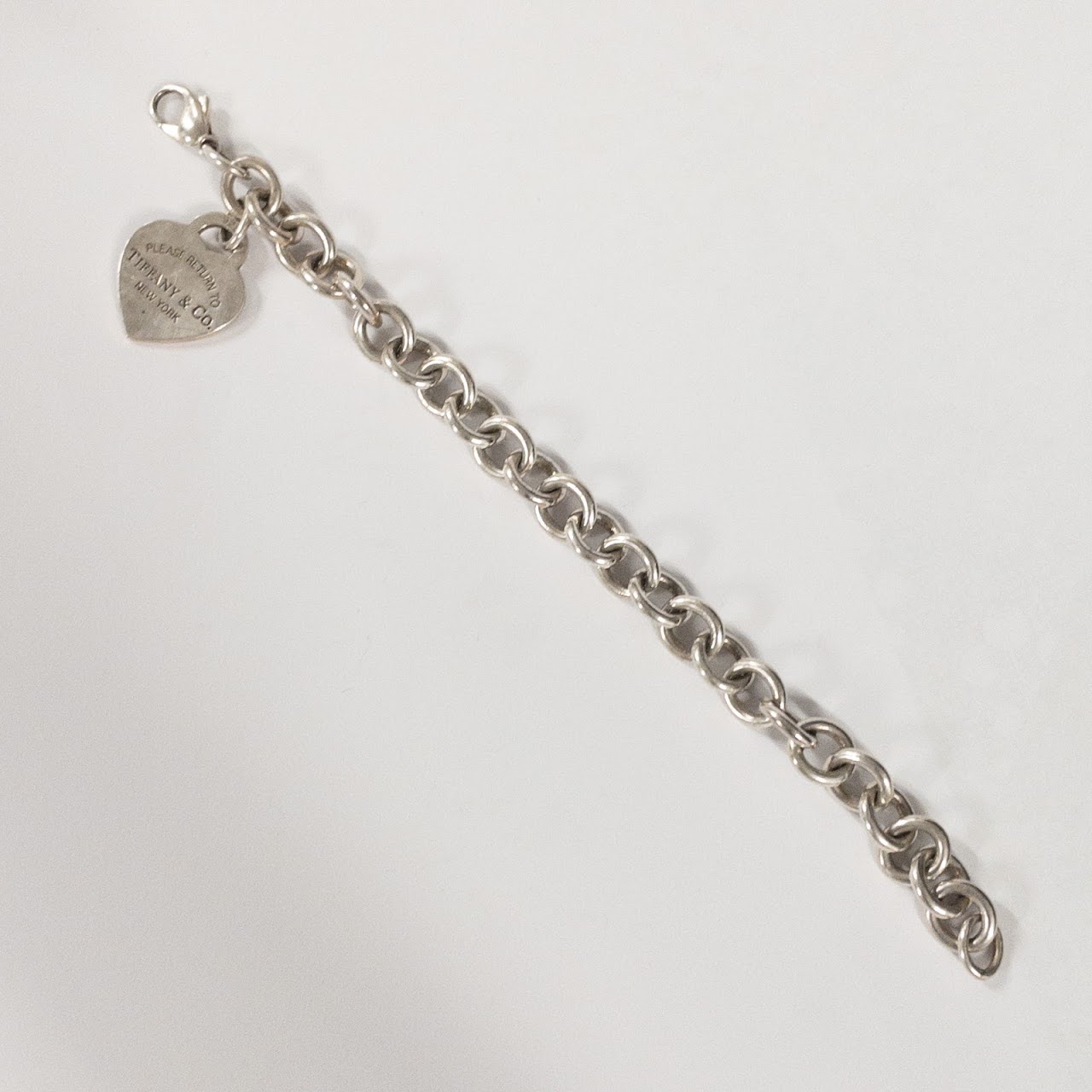 Tiffany & Co. Sterling Silver 'Please Return To' Heart Charm Bracelet