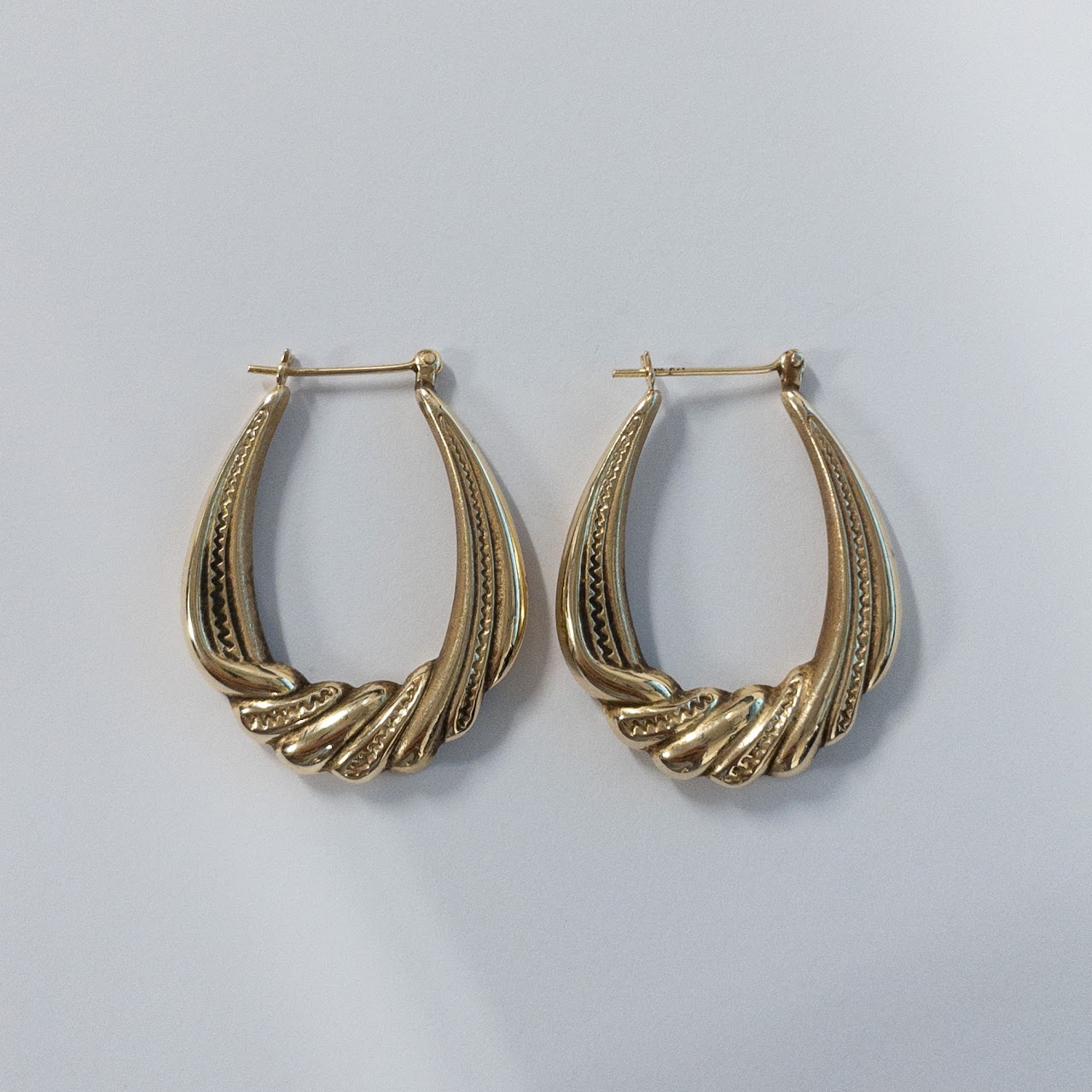 14K Gold Twisted Hoop Earrings