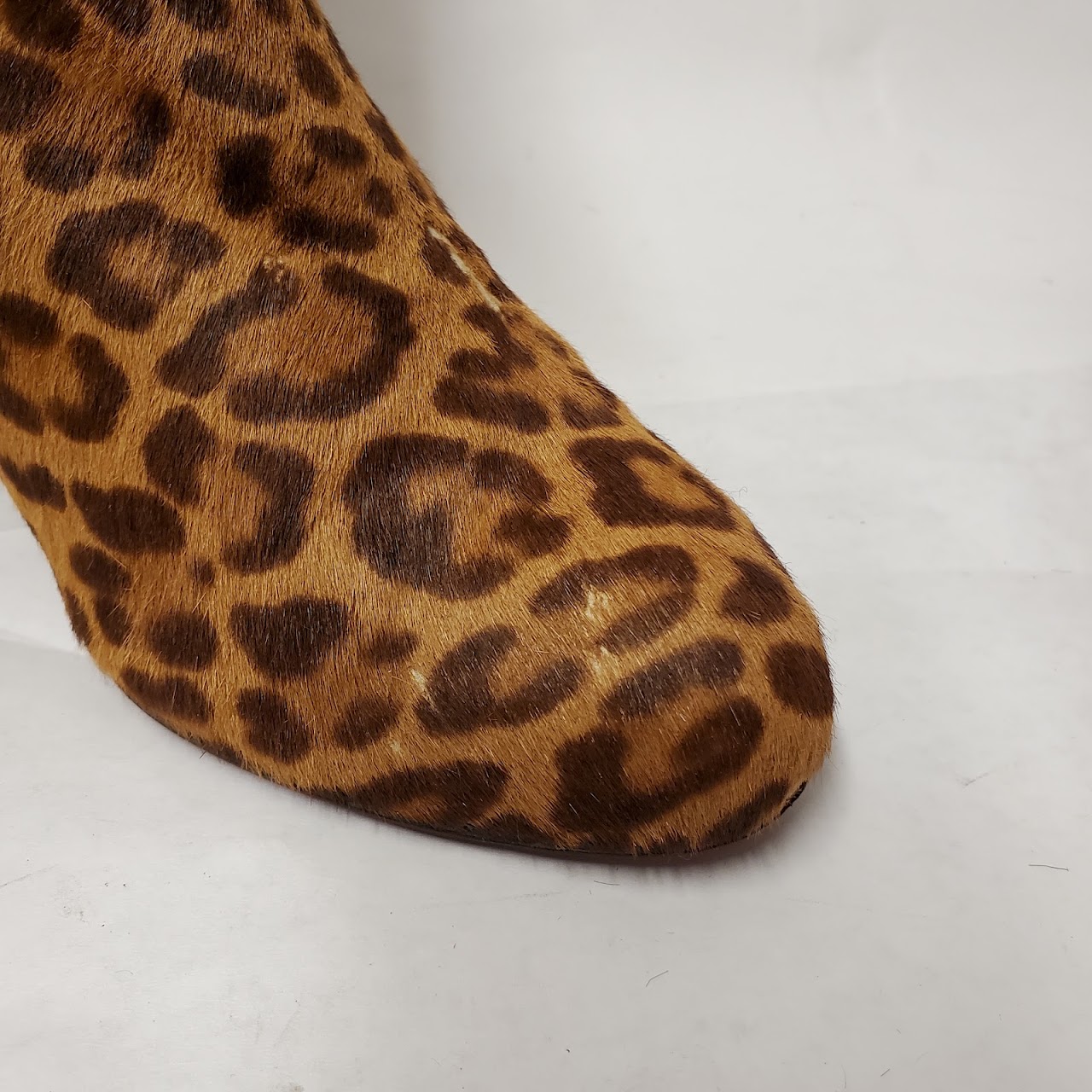 Christian Louboutin Cheetah Pony Hair Wedge Booties