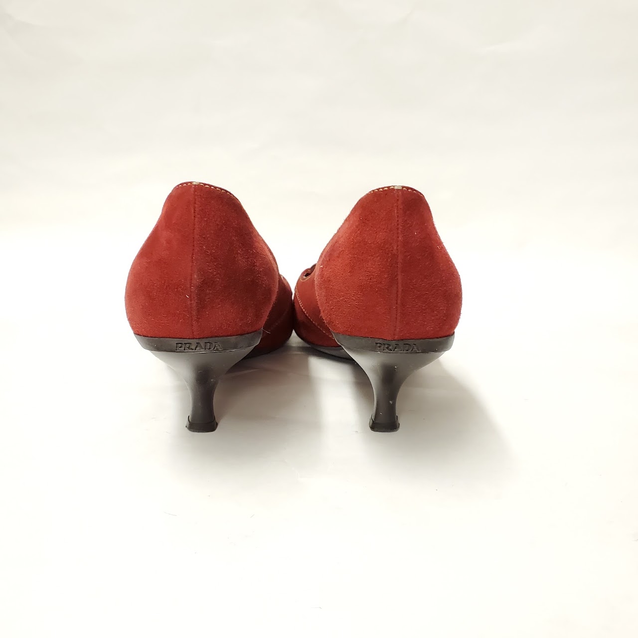 Prada Red Suede Pointed Toe Heels