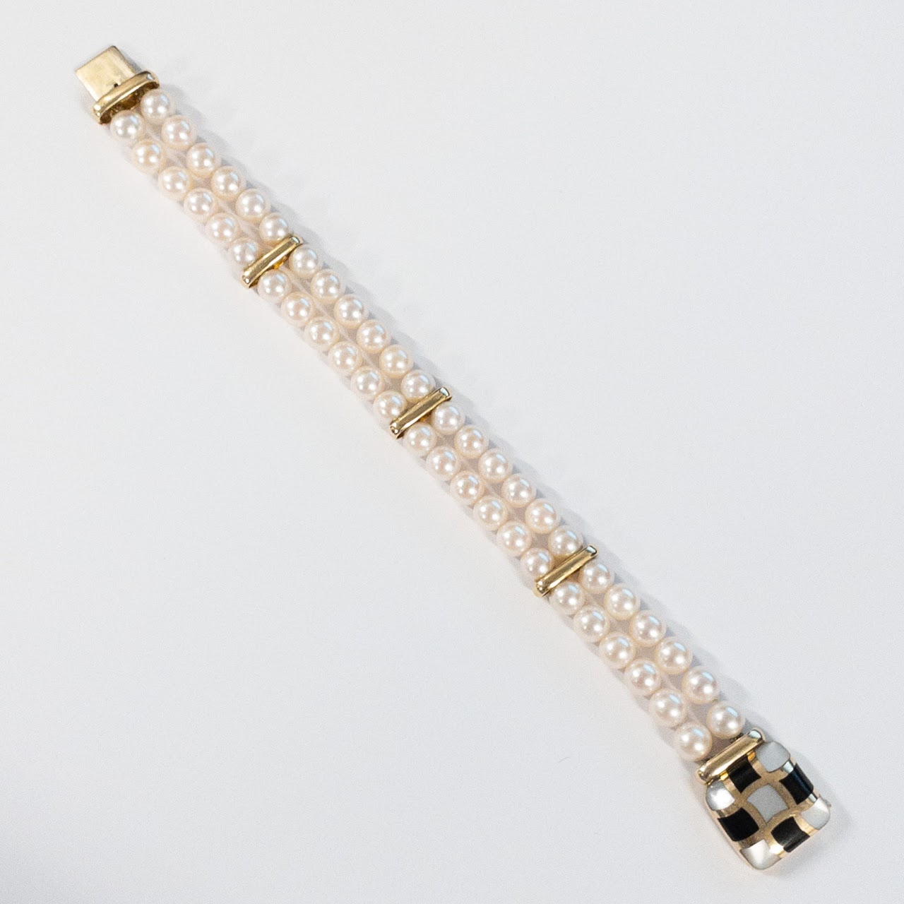 14K Gold and Pearl Double-Strand Bracelet