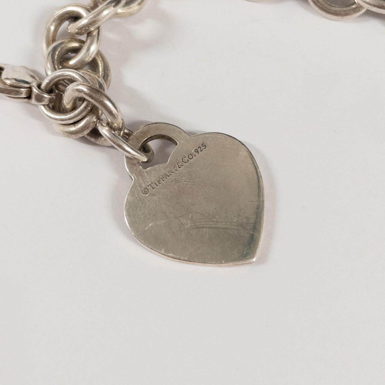 Tiffany & Co. Sterling Silver 'Please Return To' Heart Charm Bracelet