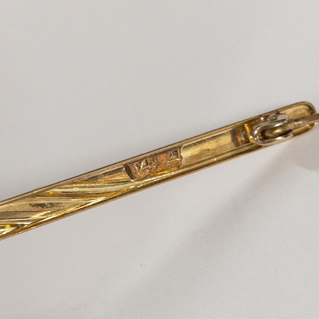 14K Gold Bar Brooch