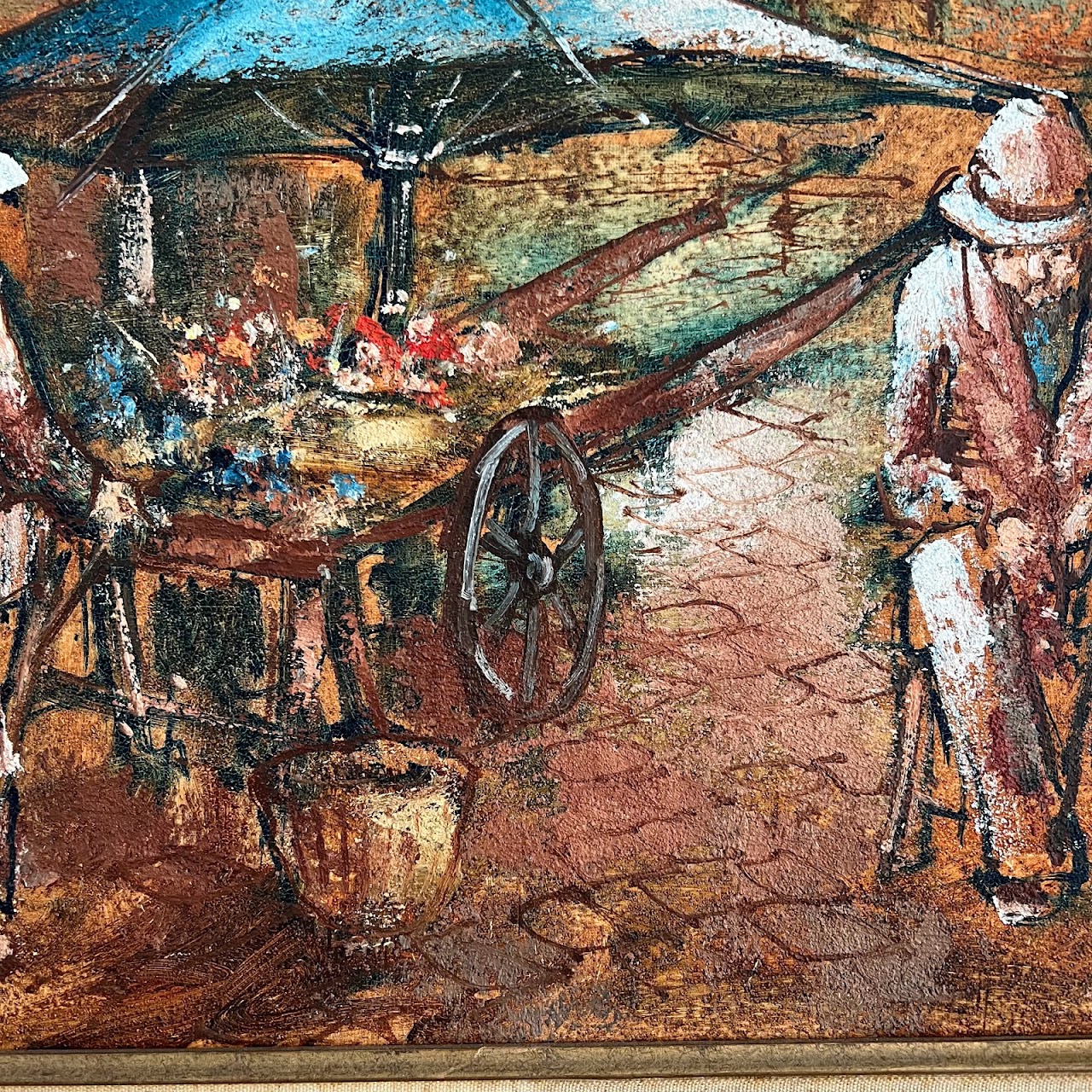 Italian Signed Street Scene Oil Painting