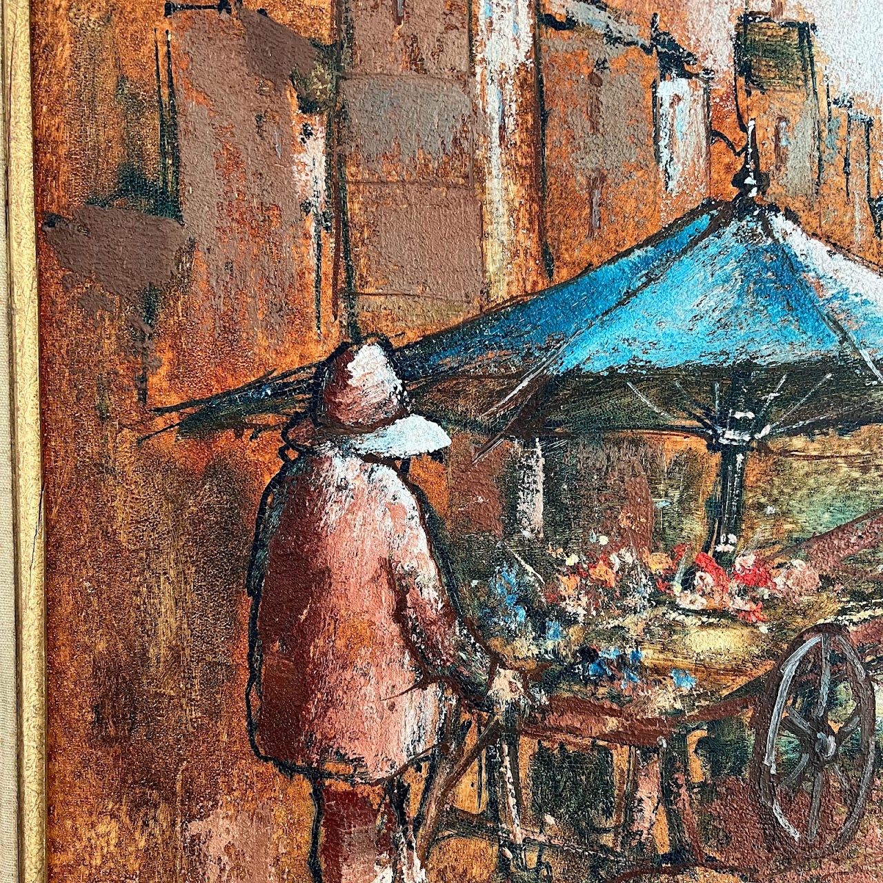 Italian Signed Street Scene Oil Painting