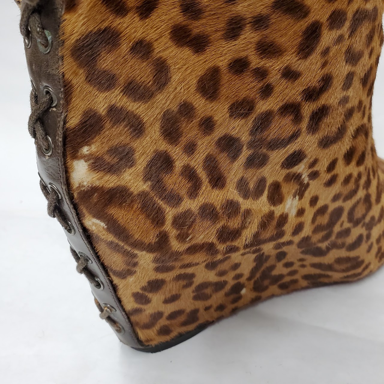 Christian Louboutin Cheetah Pony Hair Wedge Booties