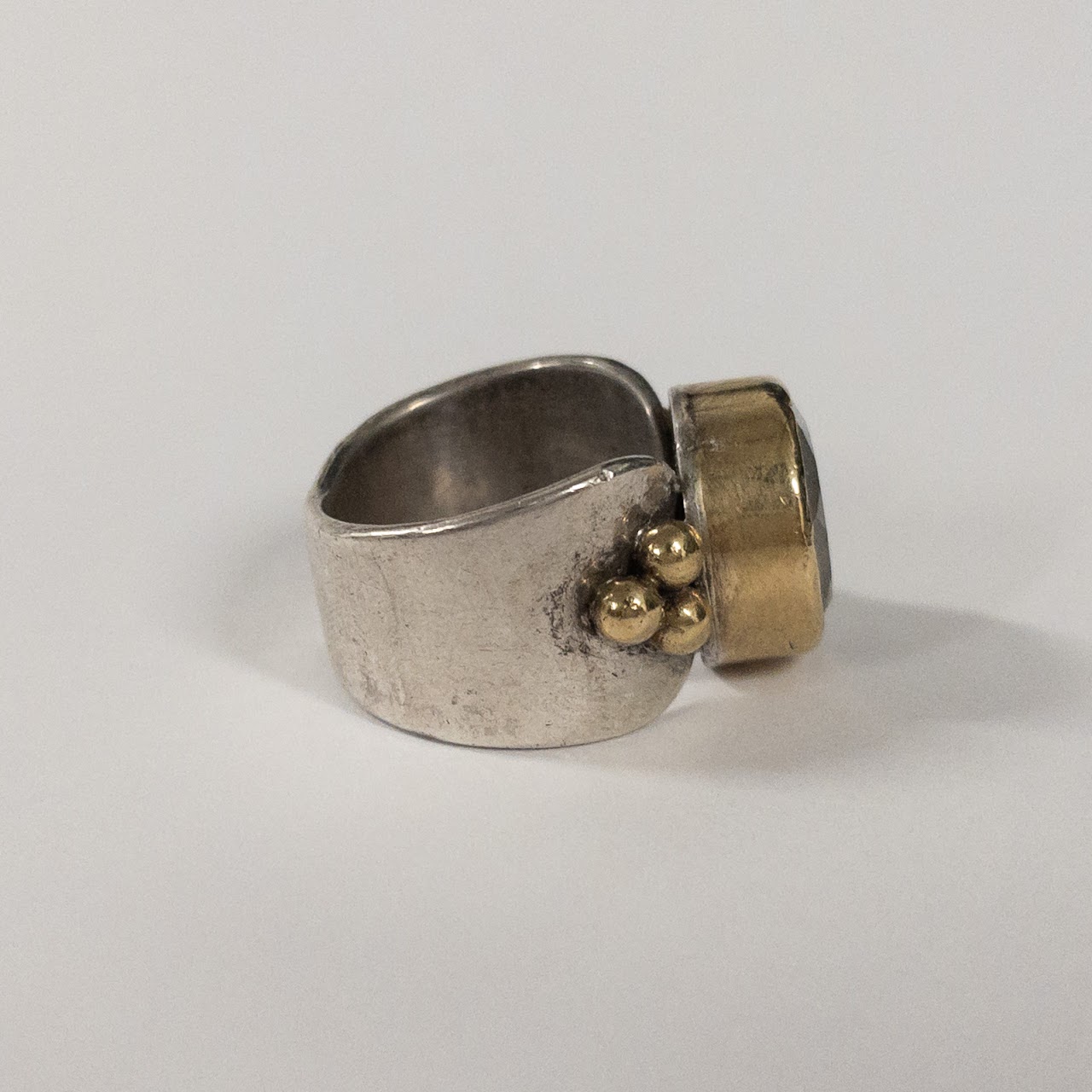 Sterling Silver, 18K Gold, and Stone Ring