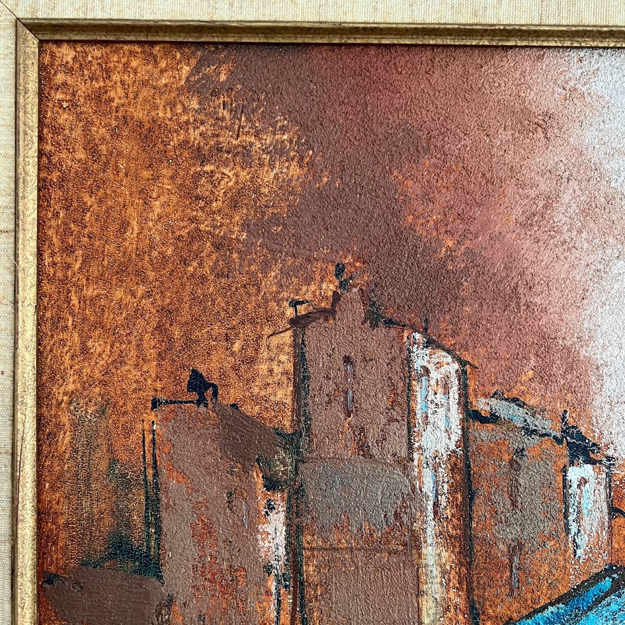 Italian Signed Street Scene Oil Painting