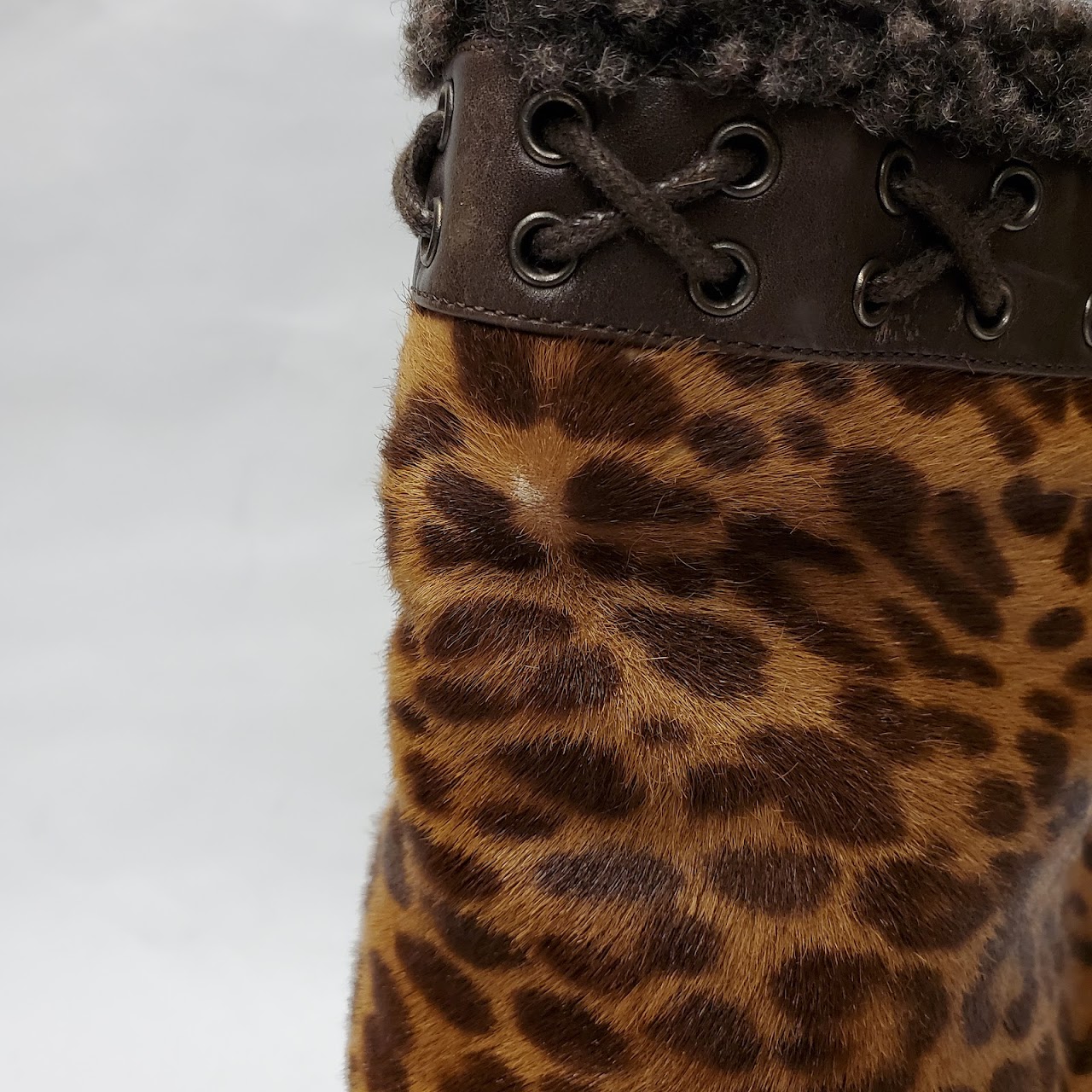 Christian Louboutin Cheetah Pony Hair Wedge Booties