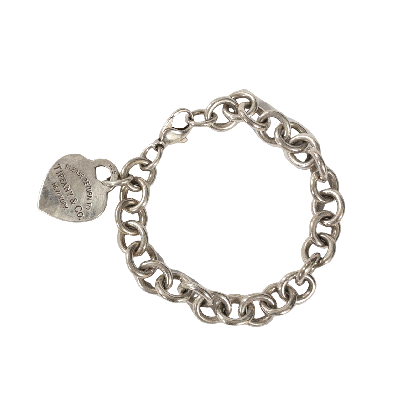 Tiffany & Co. Sterling Silver 'Please Return To' Heart Charm Bracelet