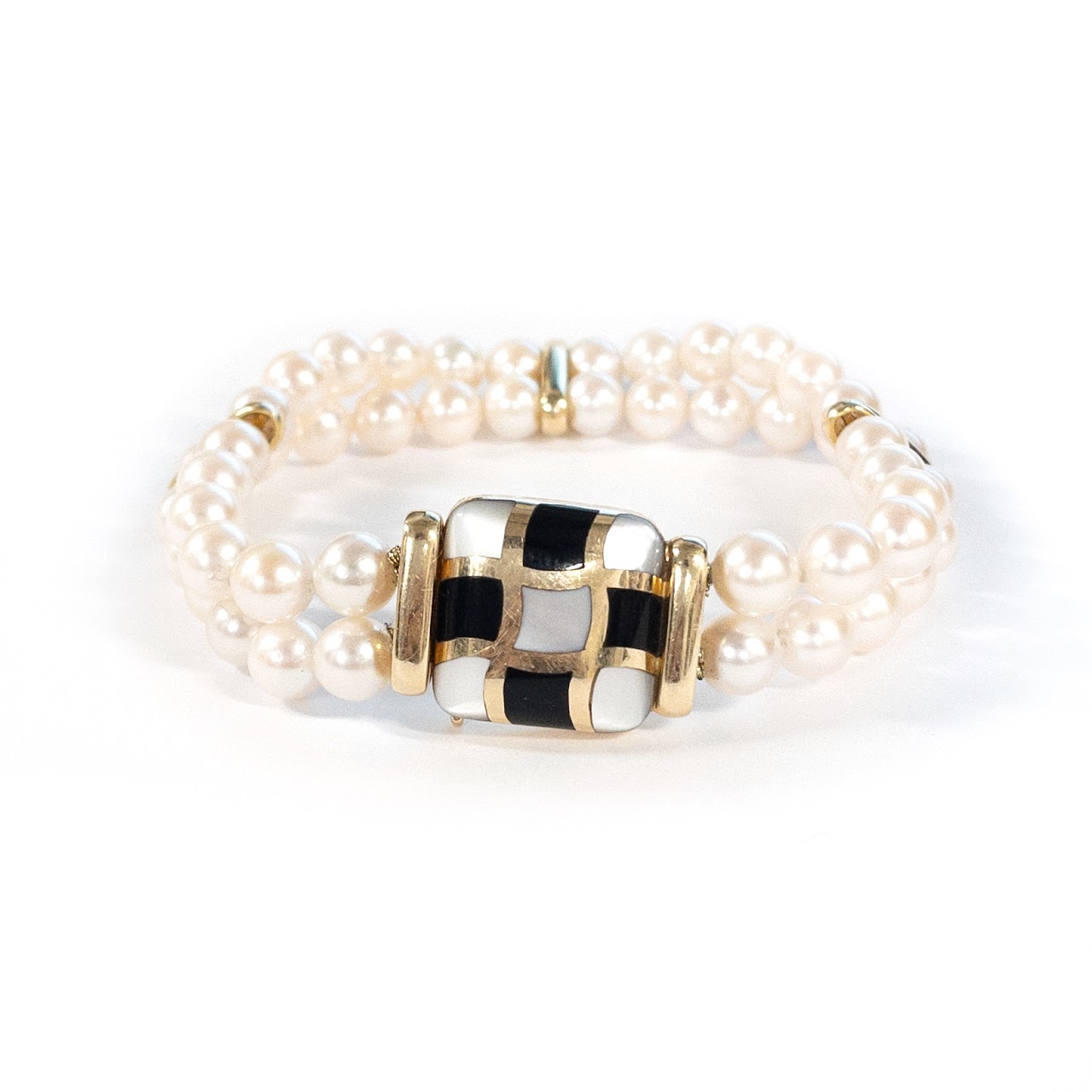 14K Gold and Pearl Double-Strand Bracelet