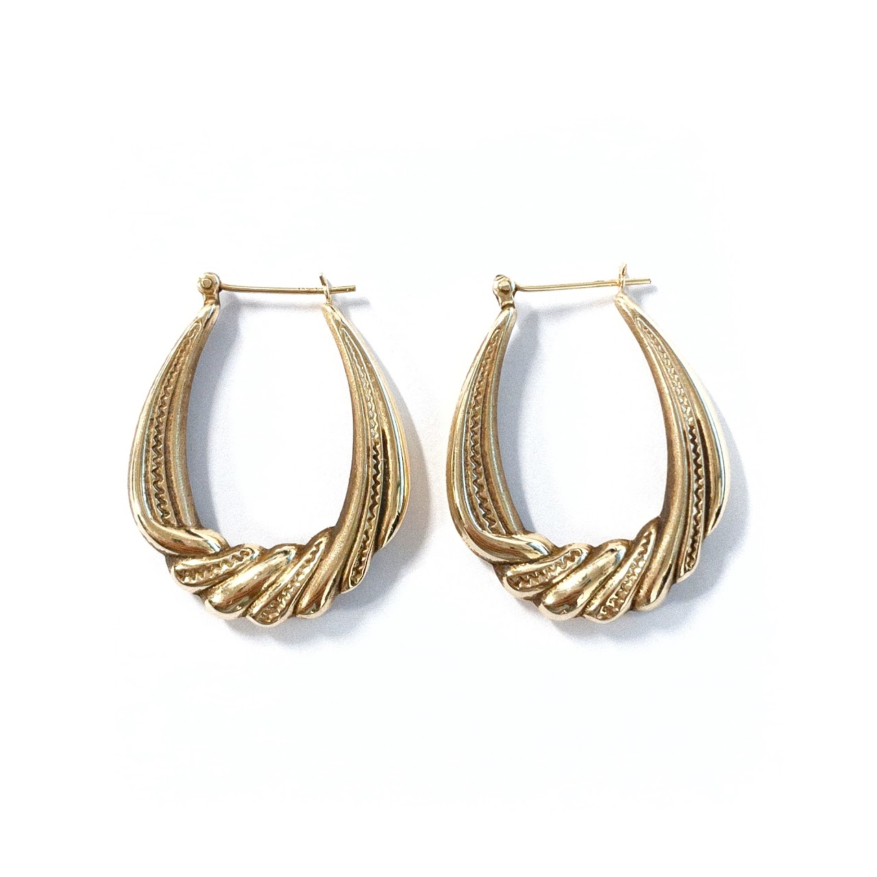 14K Gold Twisted Hoop Earrings