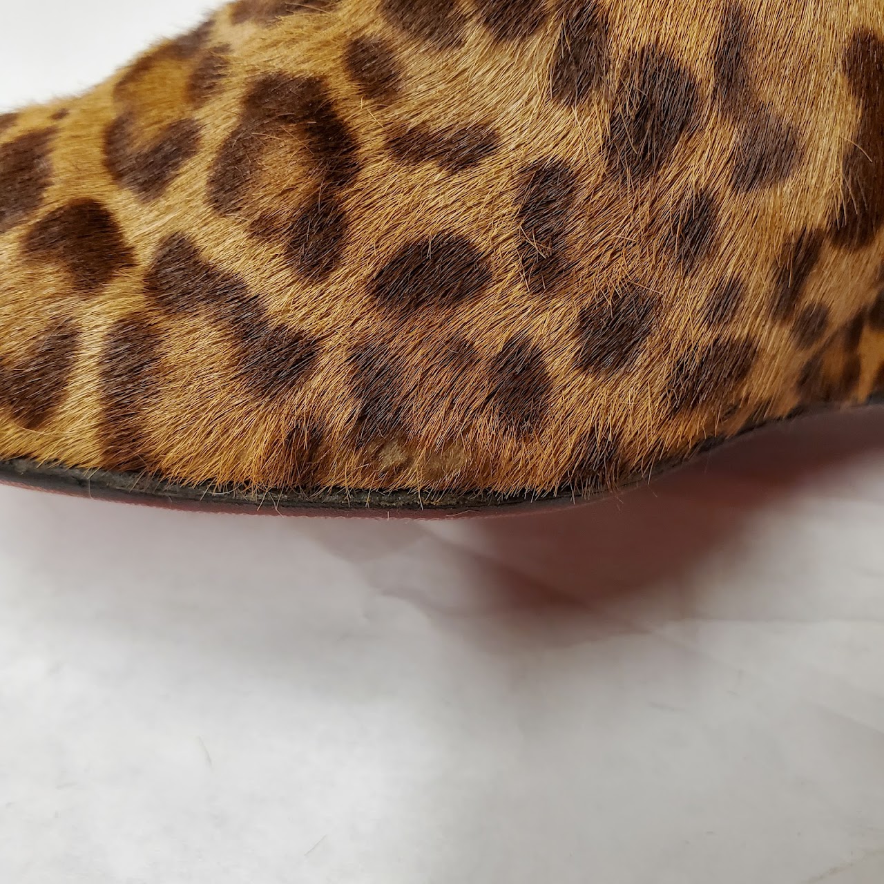 Christian Louboutin Cheetah Pony Hair Wedge Booties